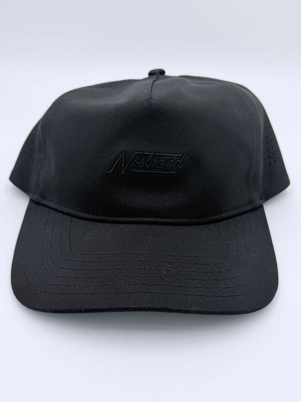 Nestrand Black Perforated Baseball Cap with Adjustable Strap